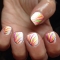 White nails with neon design