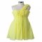 Yellow One Shoulder 3D Rose Bustier Dress